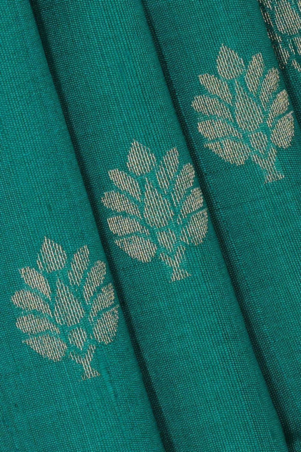 Image of Tussar Jute Deep Sea Green Saree